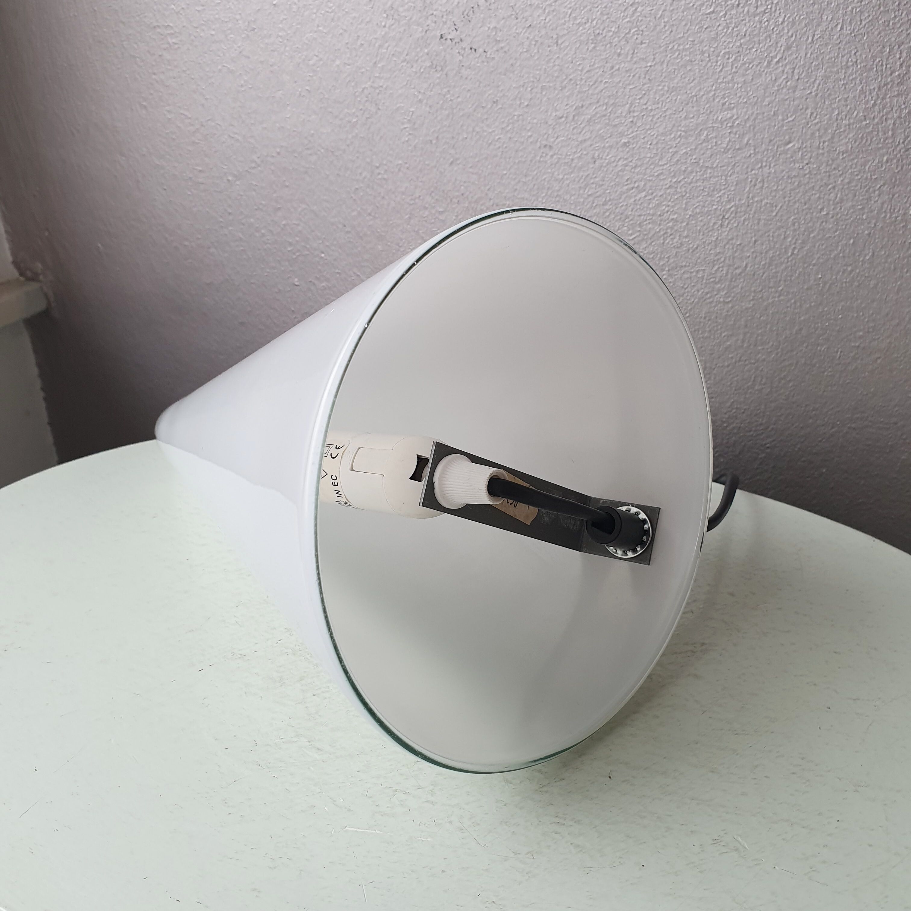 All glass white cone table lamp, 80