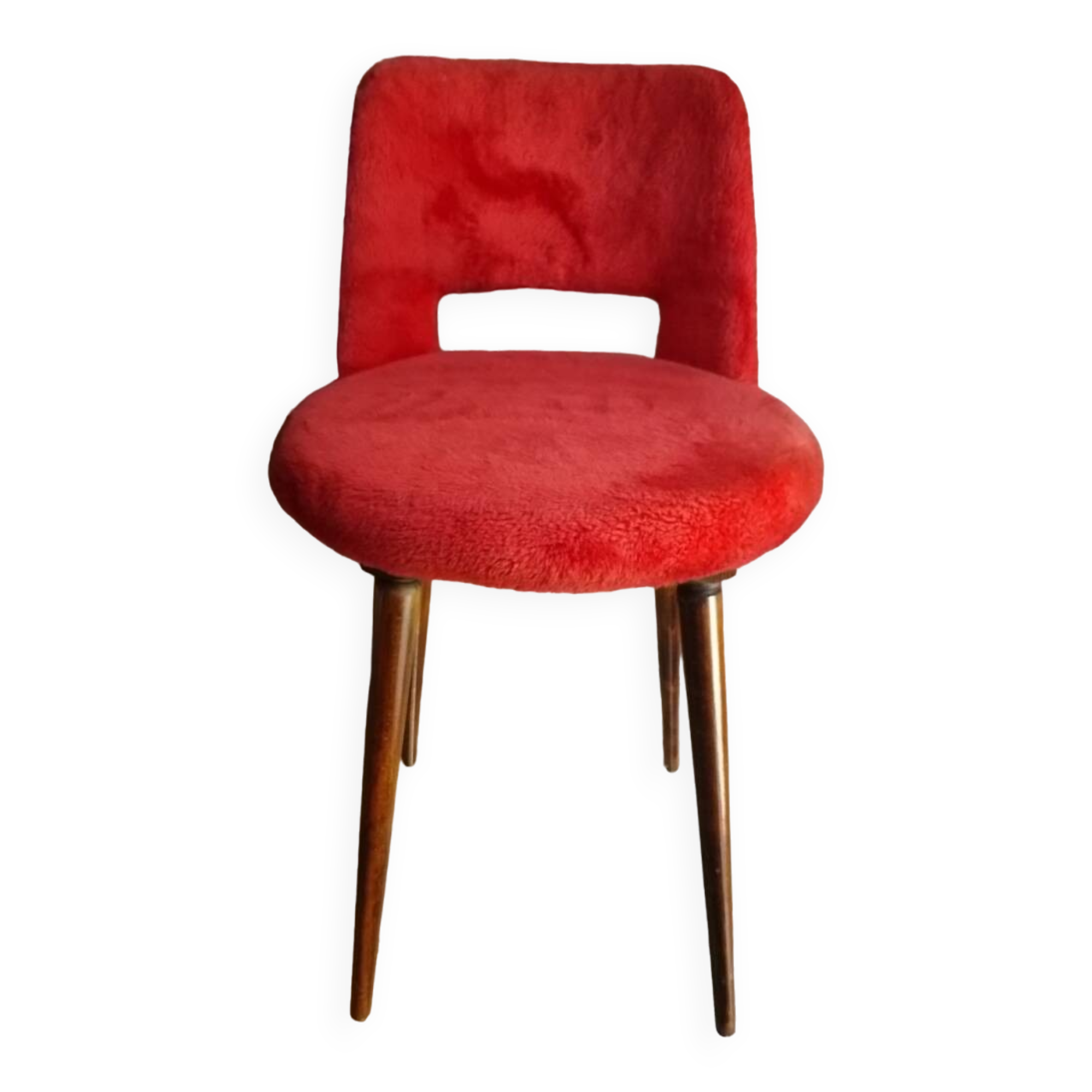 Vintage orange-red fur chair