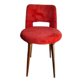 Chaise rouge oranger en fourrure Vintage