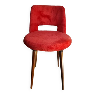 Vintage fur orange red chair