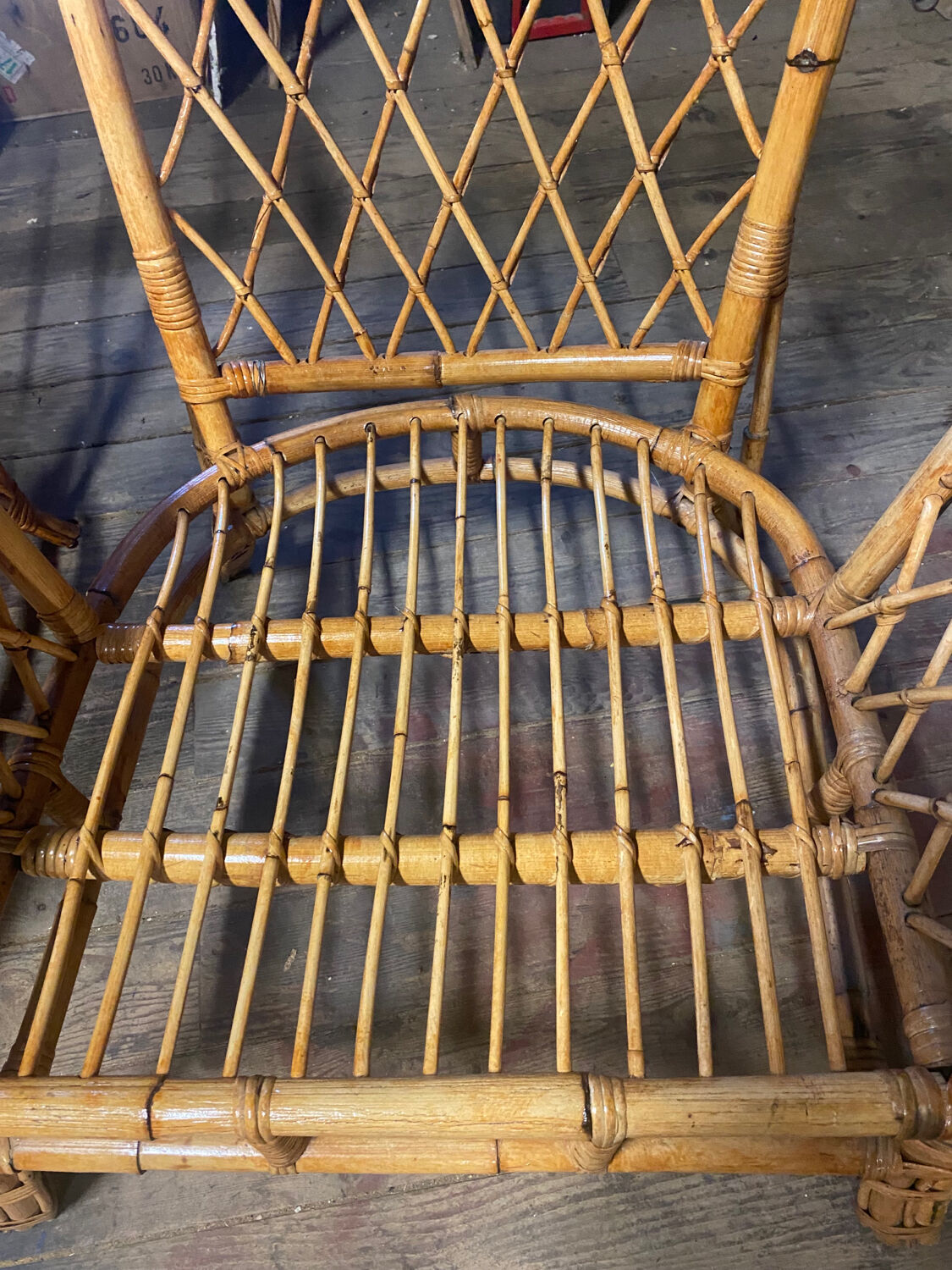 Pair of rattan armchairs