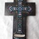 Cloisonné enamel cross holy water font