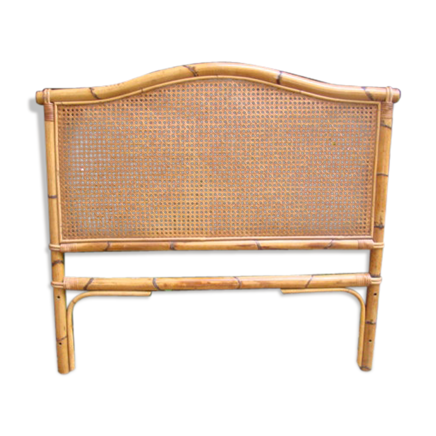 Old rattan wicker headboard