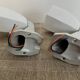 Pair of Art Deco wall sconces in ceramic and opaline.