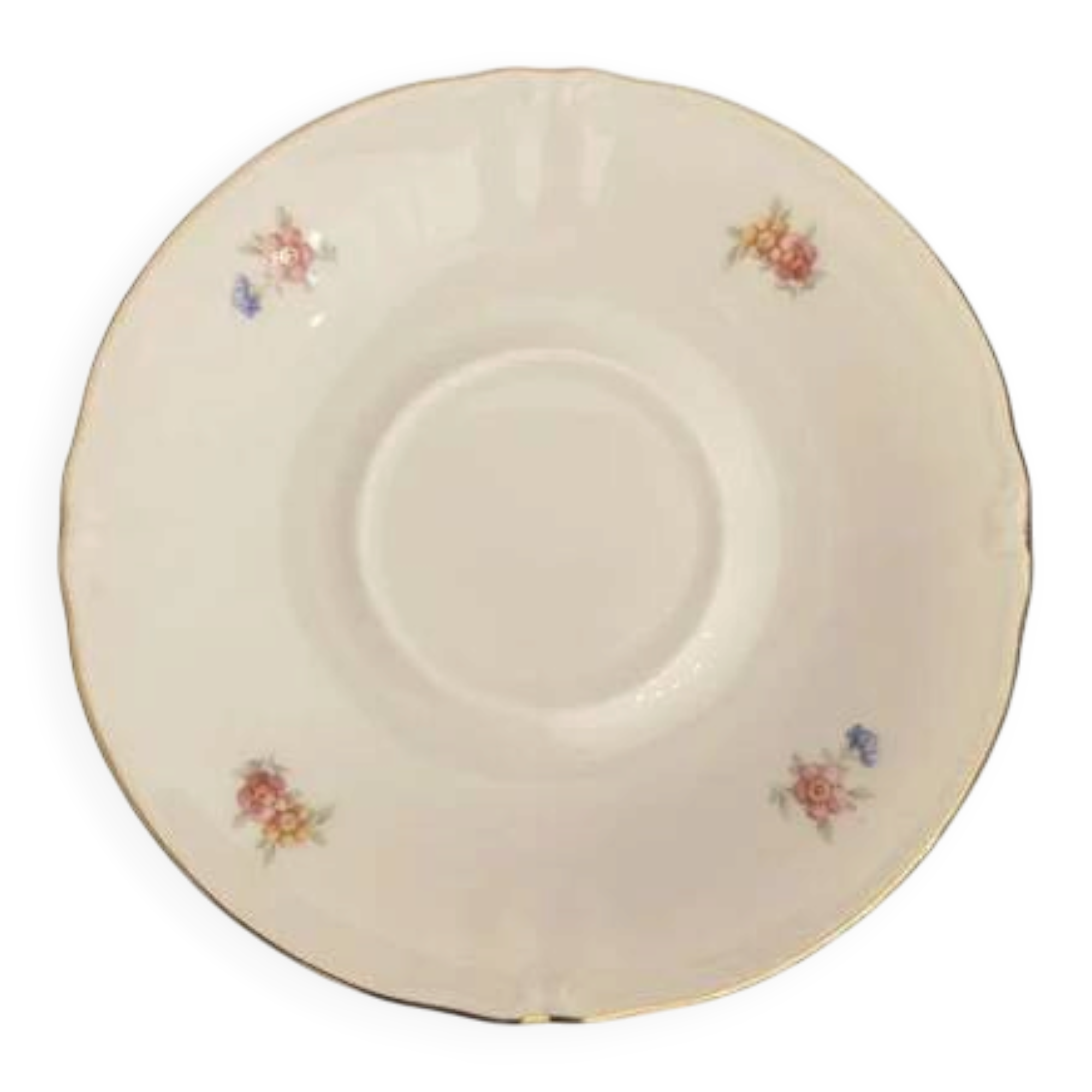 12 sous-tasses Bavaria US Zone en porcelaine crème et motifs fleuris