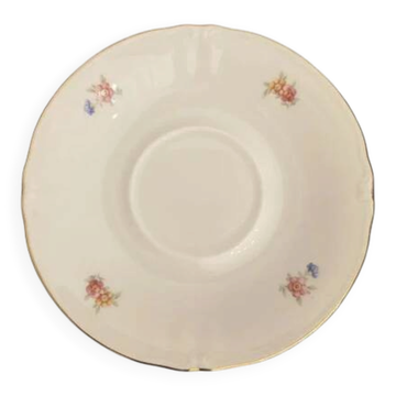 12 saucers Bavaria US Zone in cream porcelain with floral patterns