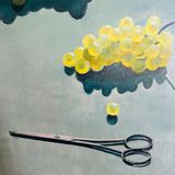 Large painting of white grapes and figs