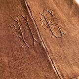 Old linen sheet and rust-tinted cotton