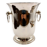Silver-plated champagne bucket with ring handles.