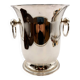 Silver-plated champagne bucket with ring handles.