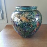 Eglomise Lacquered Glass Vase Line