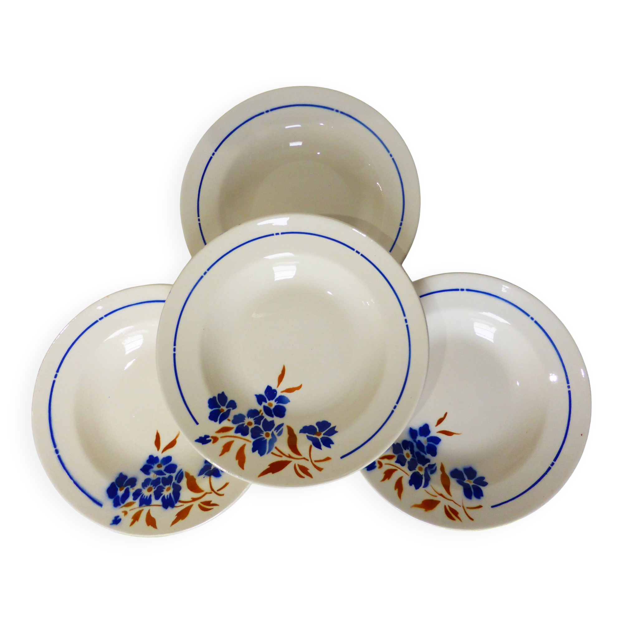 4 vintage Badonviller deep plates 211235