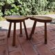 Pair of vintage 1960s solid pine ovoid Scandinavian stools