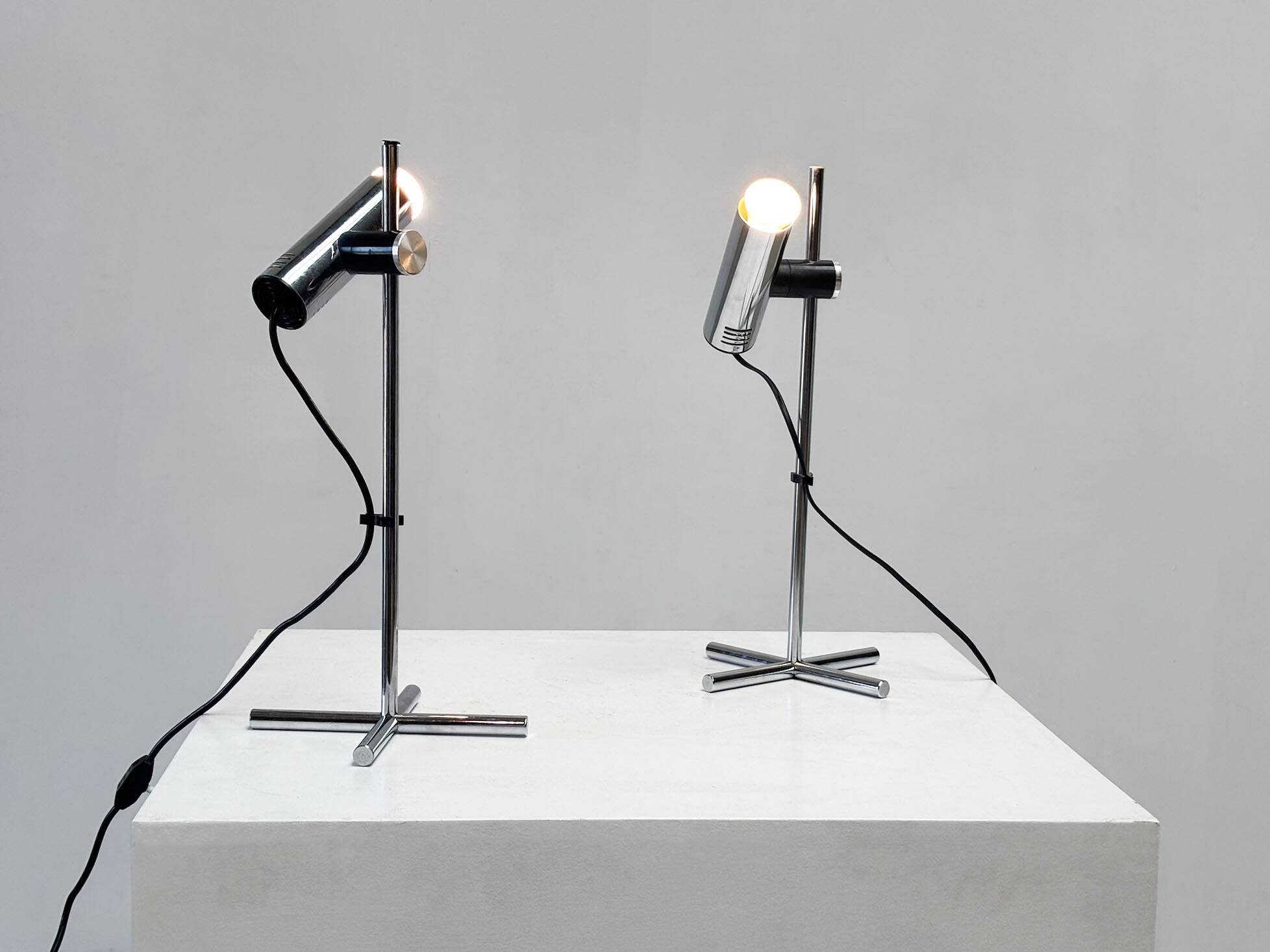 Set of two chrome table lamps by Targetti