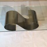 Modernist coffee table in steel and glass