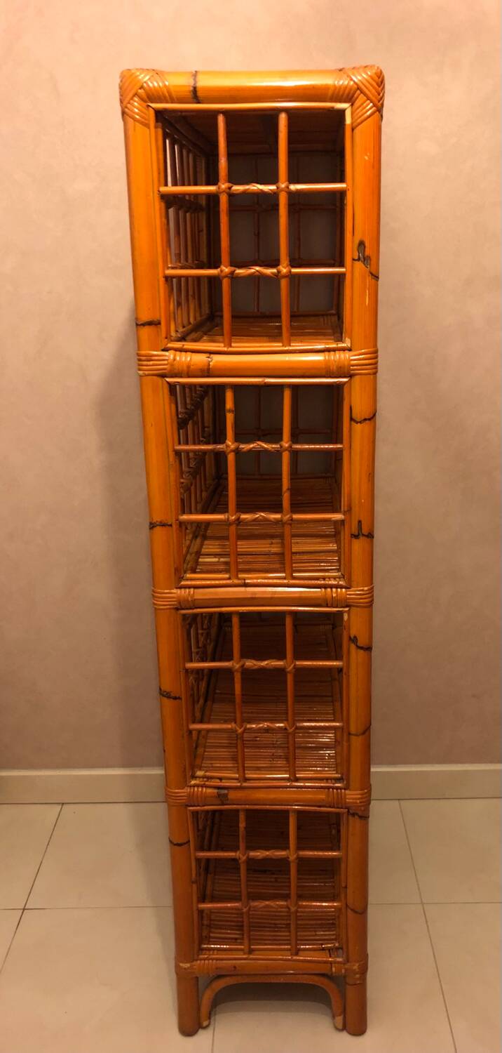 1980s bamboo and rattan bookshelf/shelf