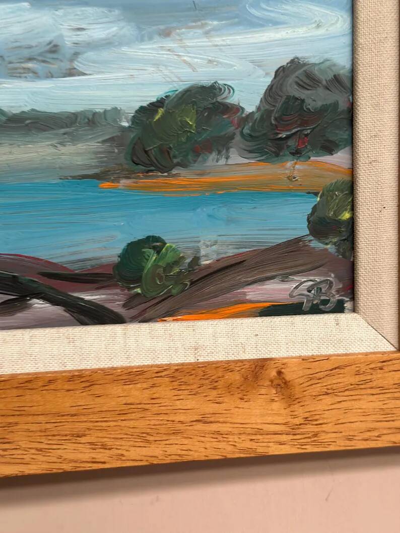 Original Swedish Oil on Panel “Coastal Landscape” by Göran Brunius – Signed