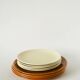 Set of 5 dessert plates, woven effect, butter yellow, Salins, 1950
