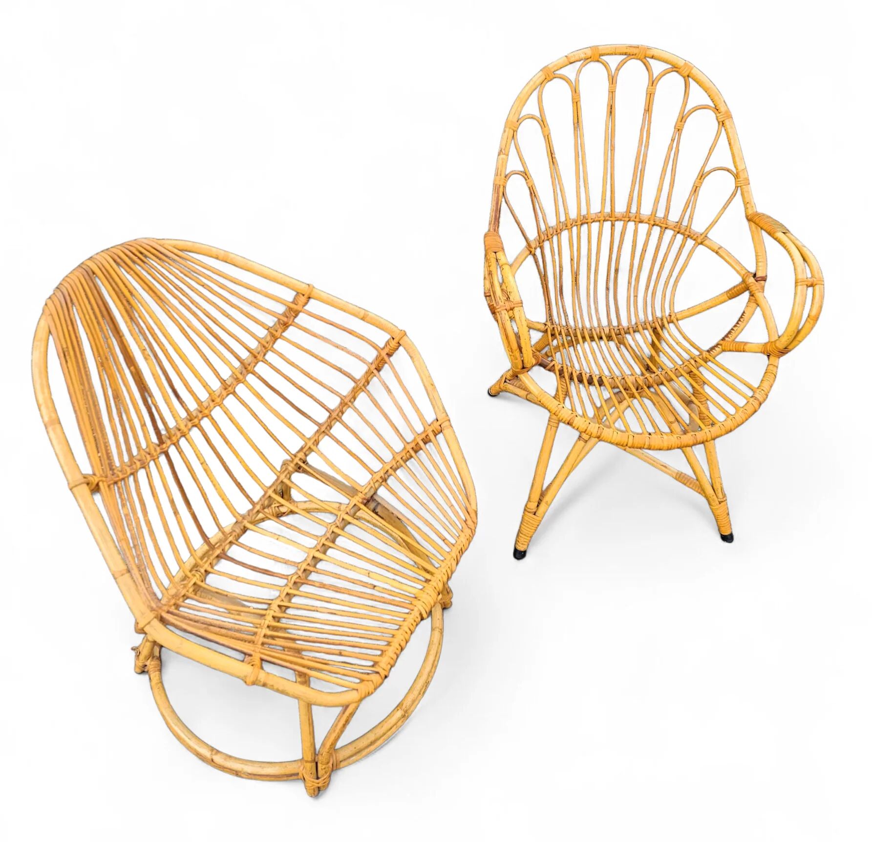 2 x Rohe Noordwolde rattan chairs / Dirk van Sliedregt / 1960s