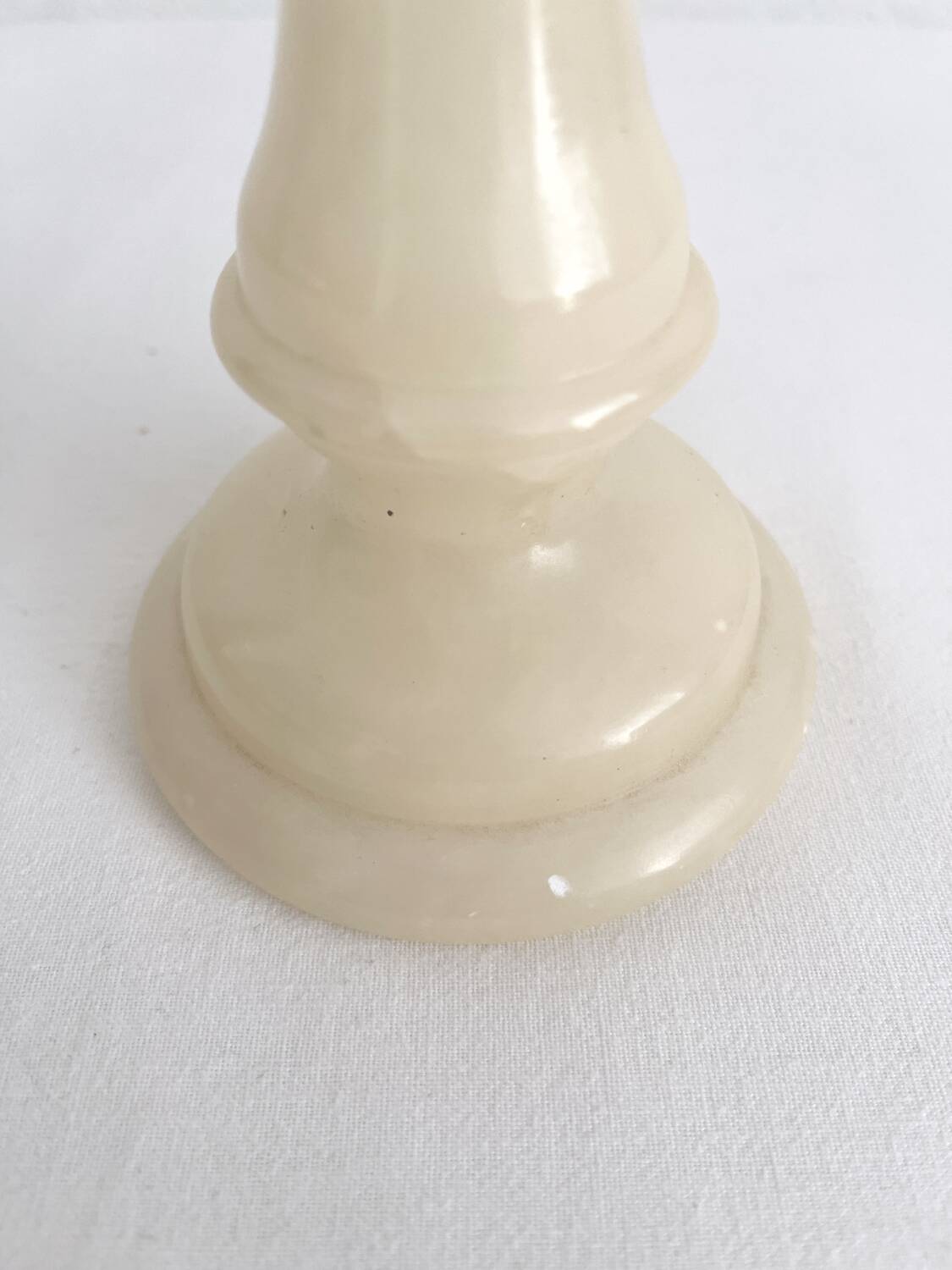 Vintage alabaster-style resin candlestick holder