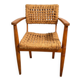 Oak and Rope Arm Chair by Audoux and Minet, Vibo