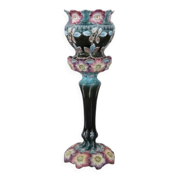 Art Nouveau ceramic vase with column, Italy early 20th century