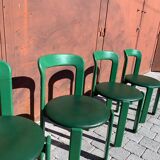 6 Bruno Rey Kush & co Green Stackable Chairs Circa 1970