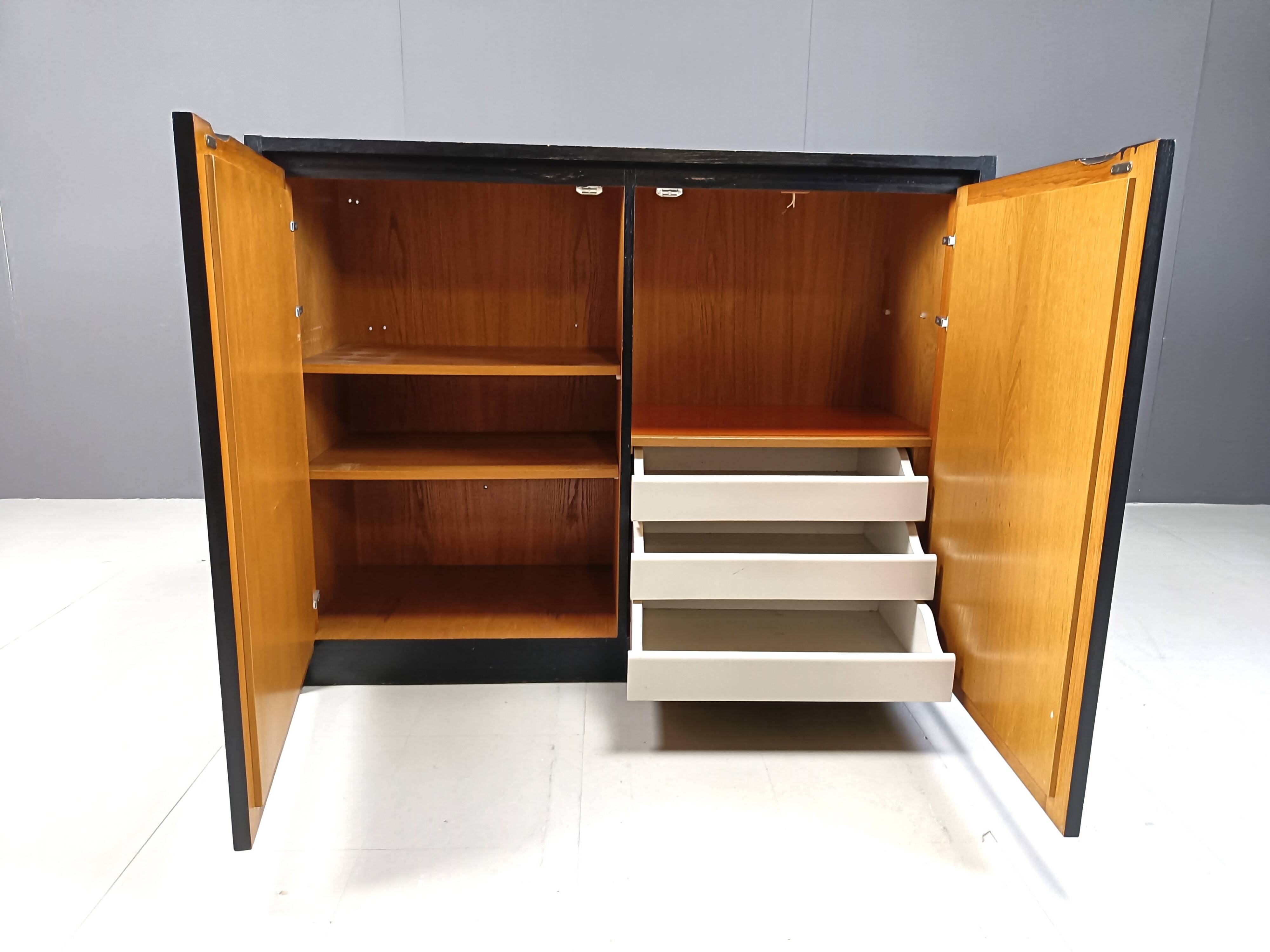 Black brutalist side cabinet, 1970s