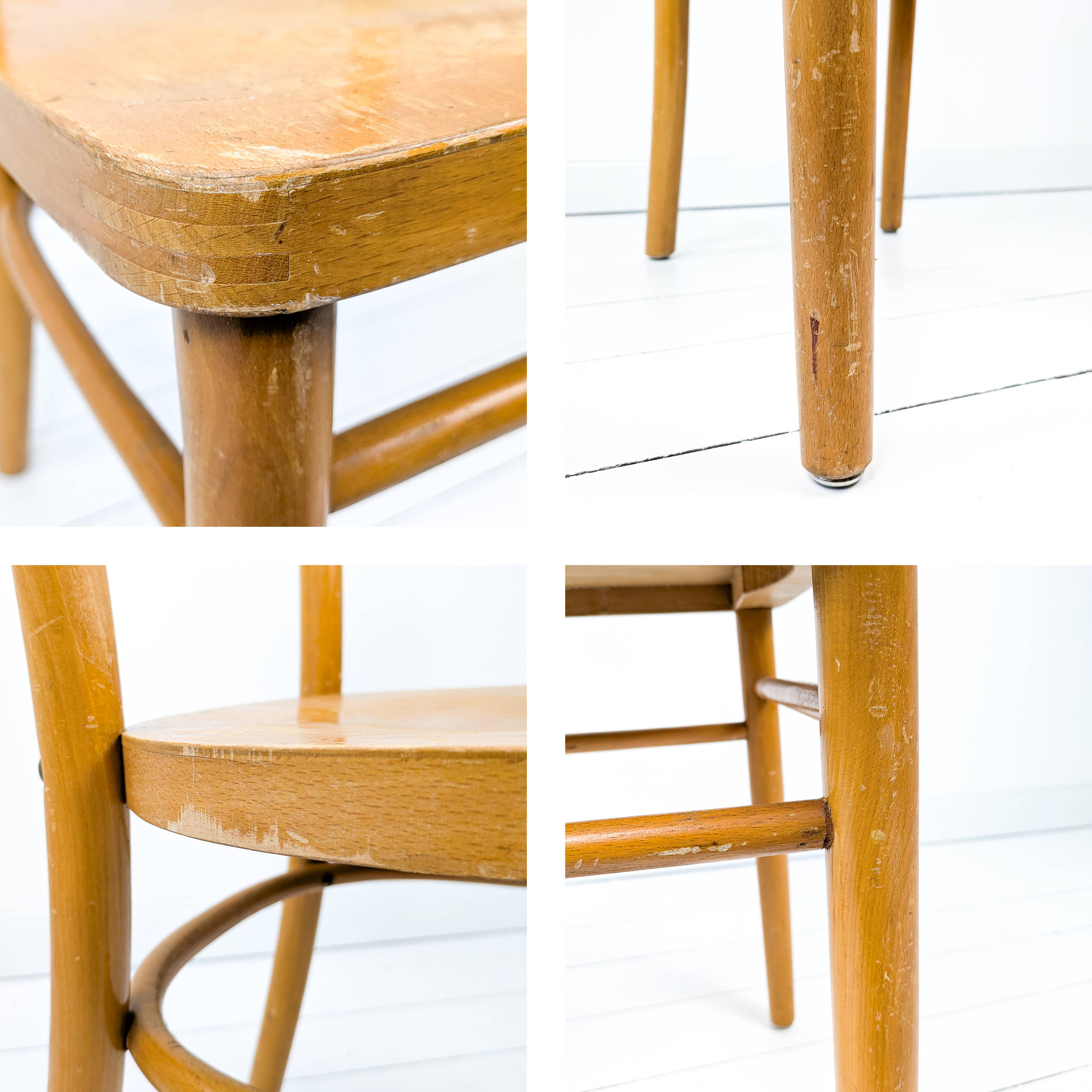 Chaise vintage Frankfurter en bois Mid-Century design rétro classique pour