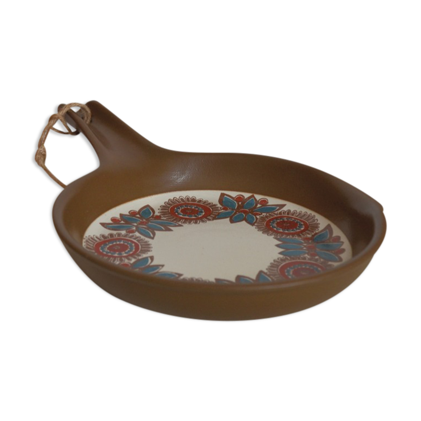 Scandinavian pan with painted floral patterns, vintage, never used