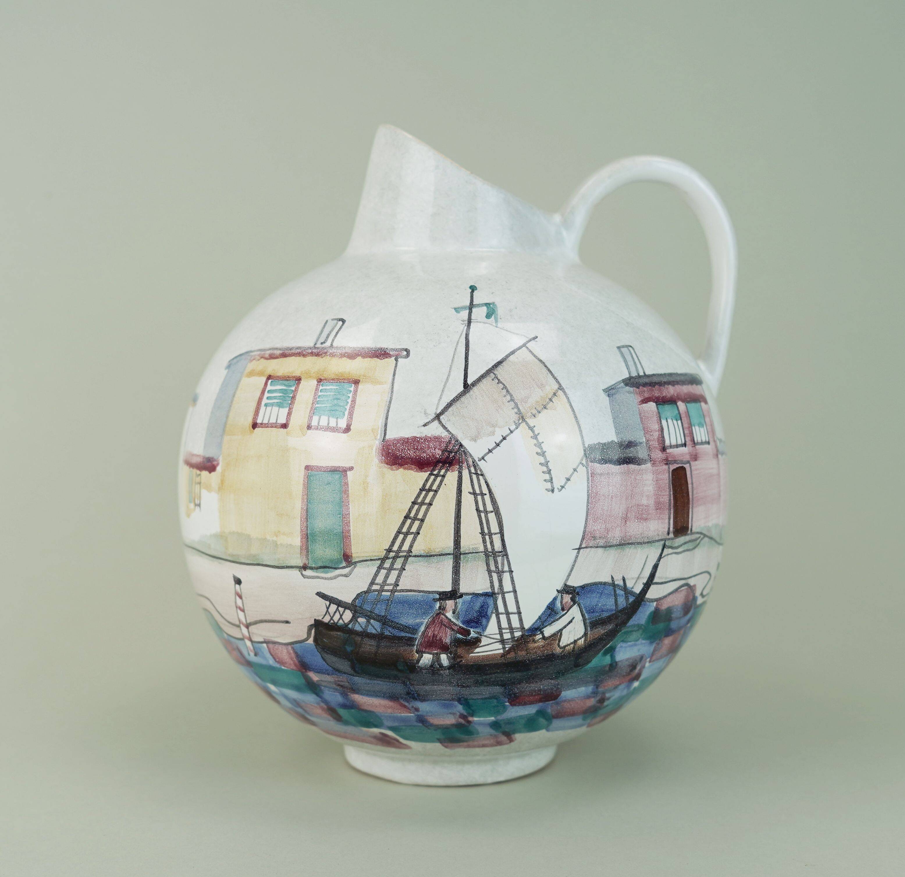very beautiful mid century VASE by jawe hand-painted decor 'capri' 1950s