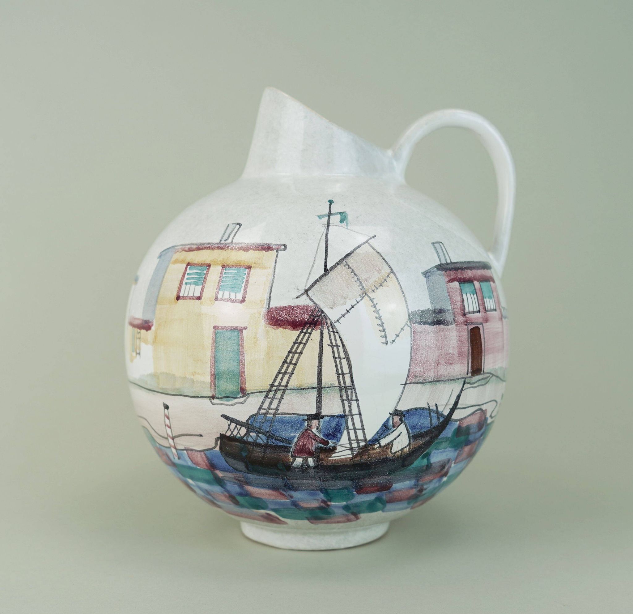 very beautiful mid century VASE by jawe hand-painted decor 'capri' 1950s