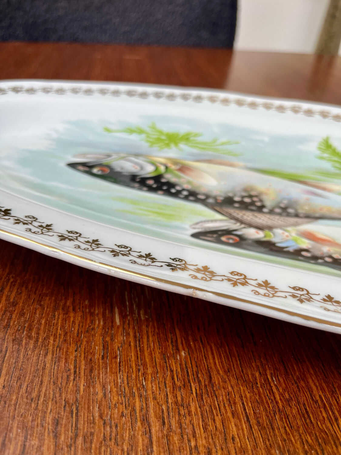 Vintage Digoin porcelain fish platter – trout design