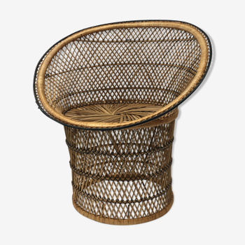 Emmanuelle armchair in rattan and braided buri