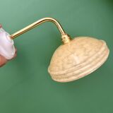 Vintage angled wall lamp with pale yellow Clichy glass shade