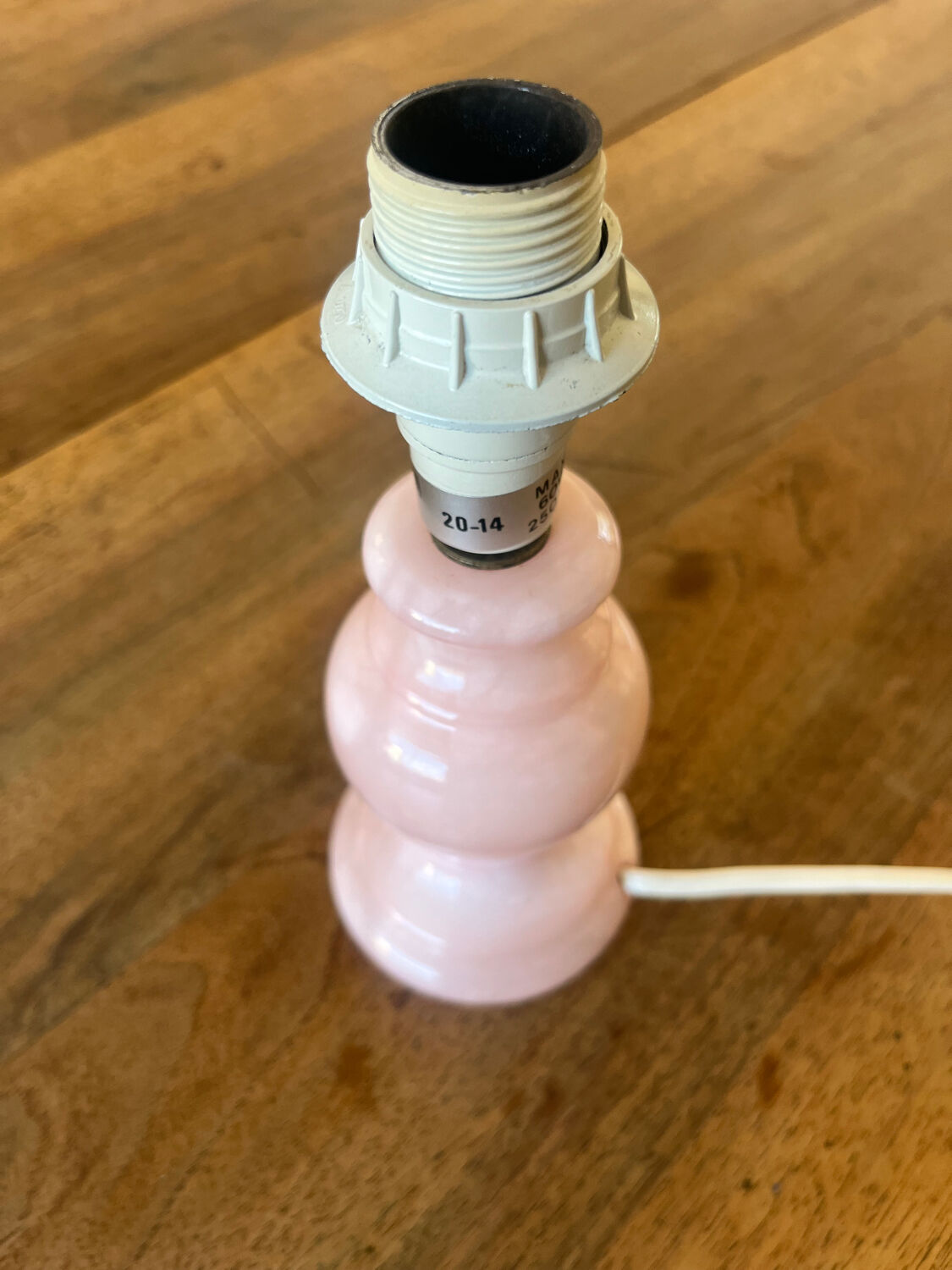 Antique lamp base in rose quartz