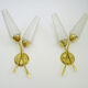Pair of brass wall light double lights glass tubes. Year 50 60