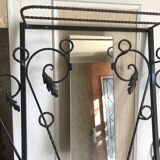 Wrought iron coat rack and shelf