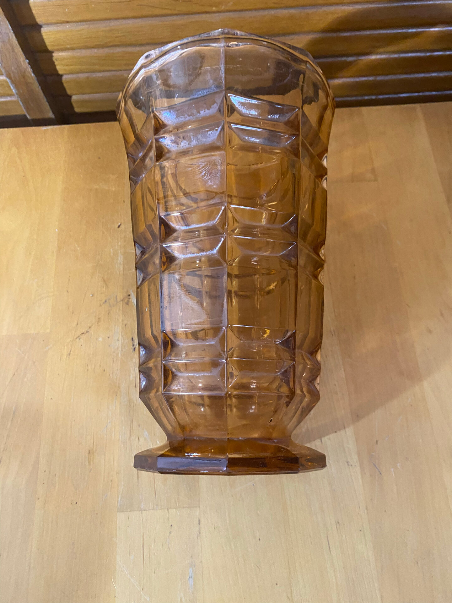 Vintage Art Deco Style Orange Amber Moulded Glass Vase