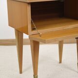 Vintage bedside table in blond oak