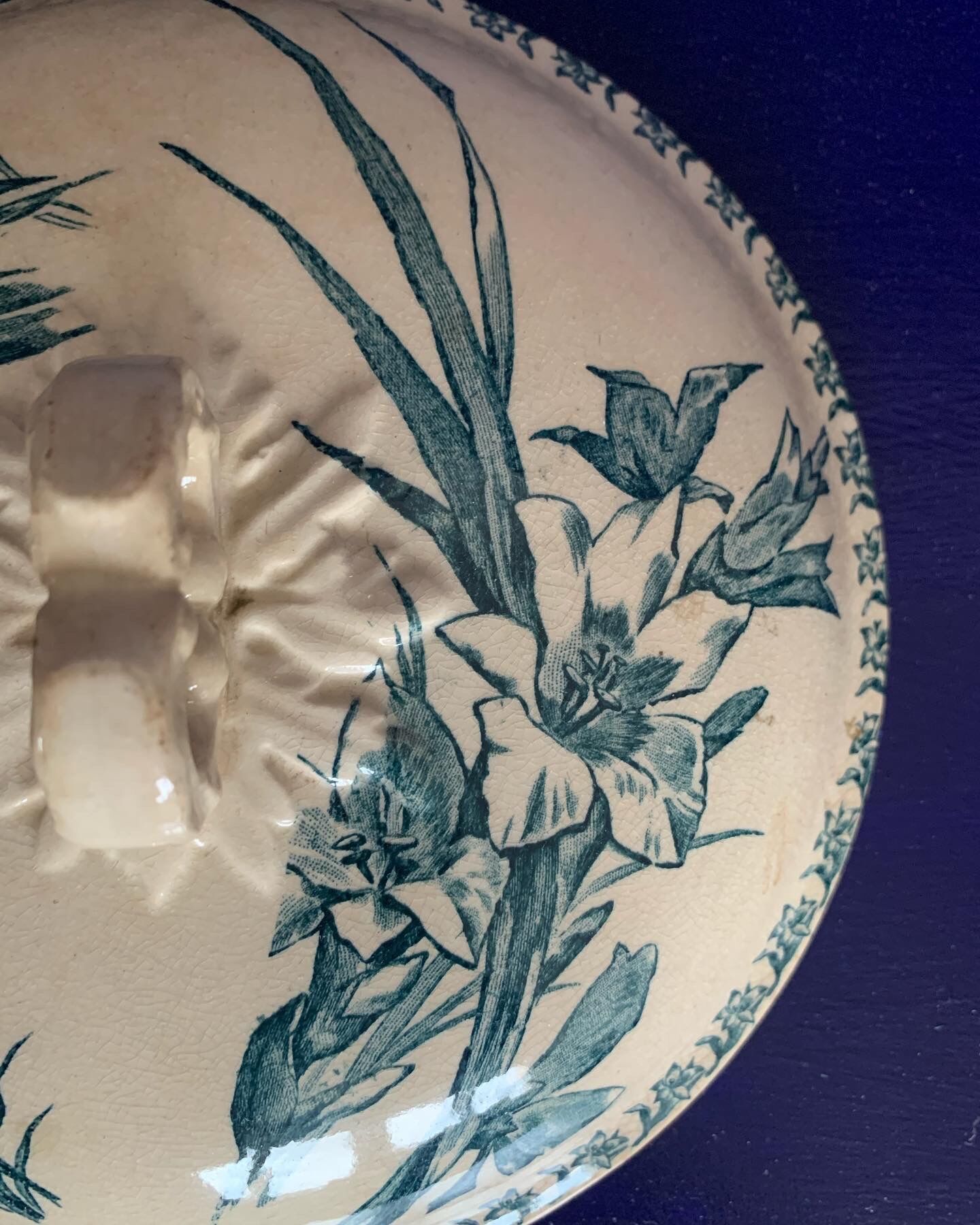 Vintage soup bowl in opaque porcelain from Gien - Glaieul model