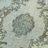 Handwoven unique anatolian 1980s blue rug