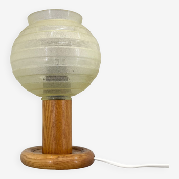 Mid-century Wood & Glass Table Lamp, 1970s