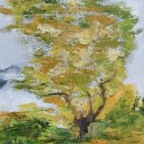 Textured autumn landscape painting – signed Jane – 70x50 cm