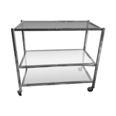 Golden metal wheeled dessert trolley