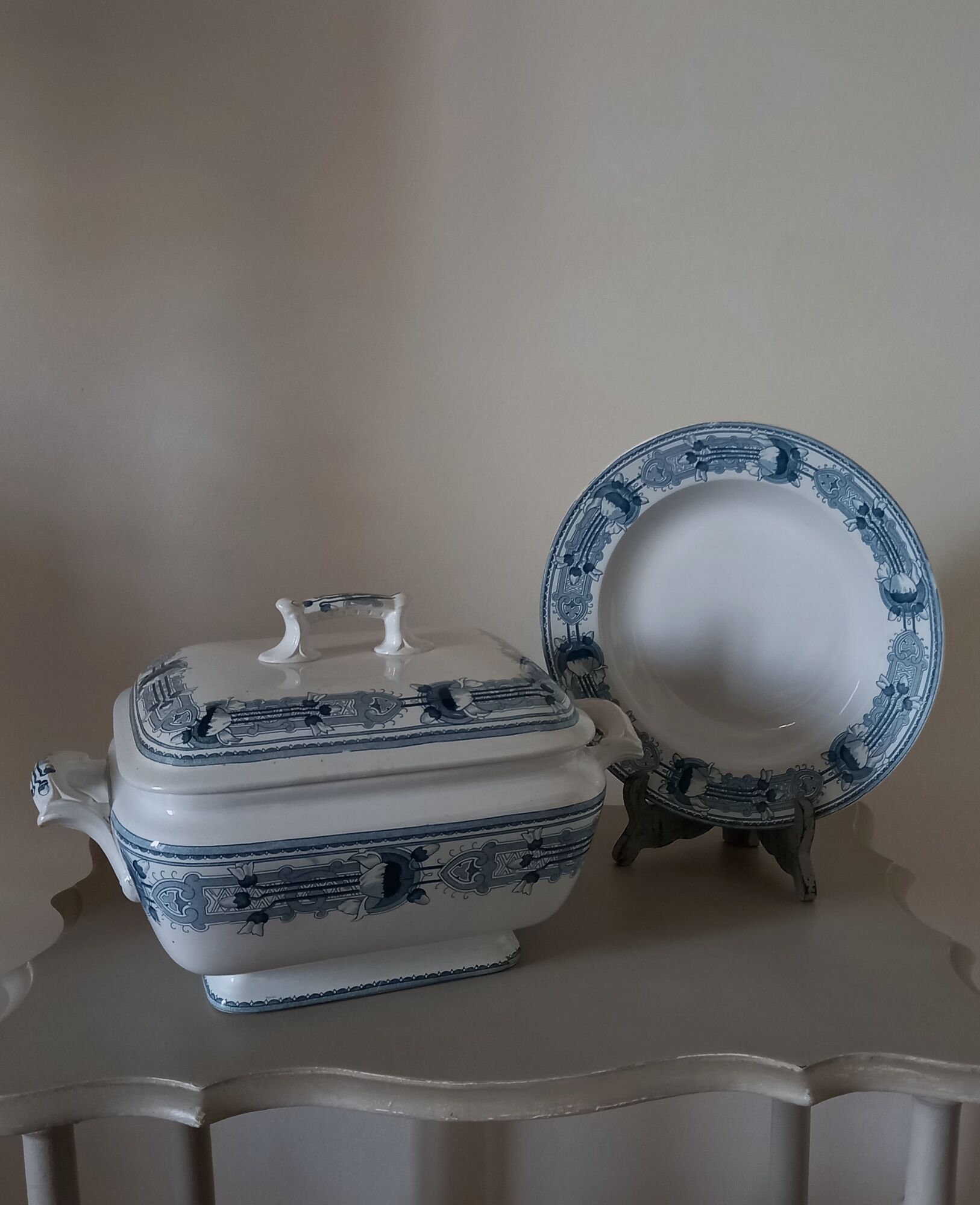 6 old hollow earthenware plates Terre de Fer Massena Creil Montereau (ø 25 cm)
