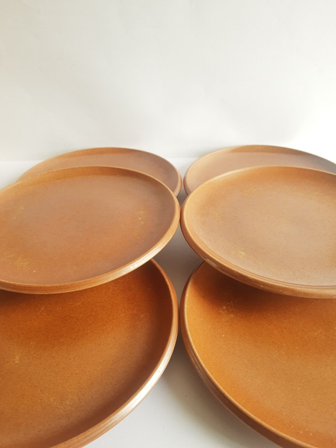 Set of 6 vintage Brenne Grès stoneware dinner plates from France