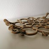 Trivet, tray with openwork brass handles, apple patterns, 70s