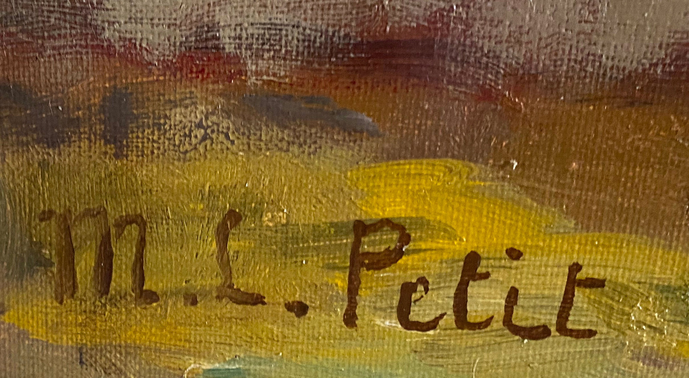 Hst painting of 1970 : "bouquet of muffliers flowers" signed m. l. petit