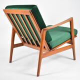 Scandinavian armchair "Stefan", restored, 60s, green bottle velvet